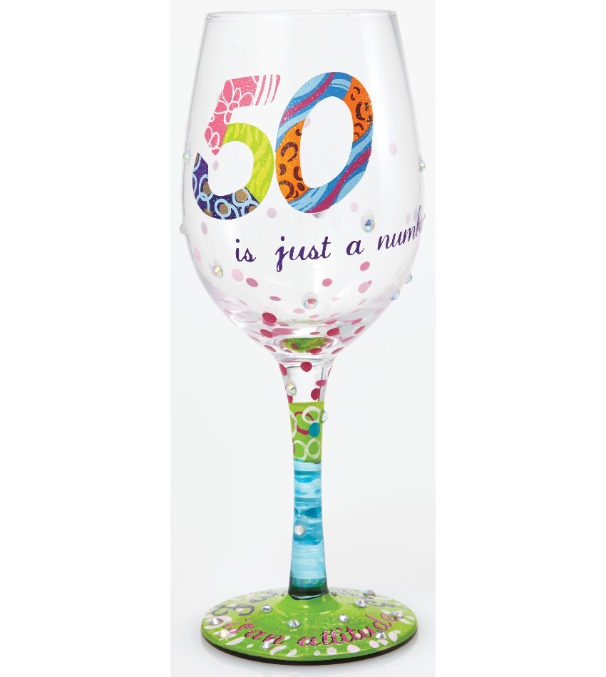 GLS11-5534D - 50 Is Just A Number Wine Glass