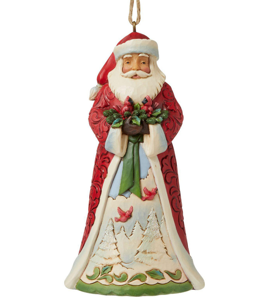 JS6009693 - Santa Holding Cardinals Ornament