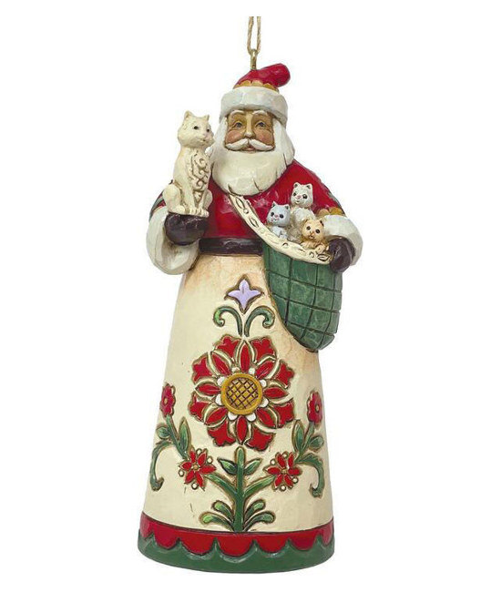 JS6011495 - Sant with Cat and Kittens Ornament
