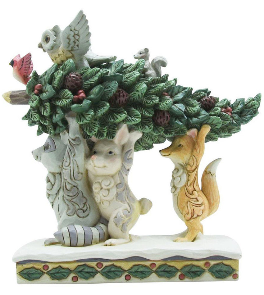 JS6012685 - White Woodland Animals Carrying Tree