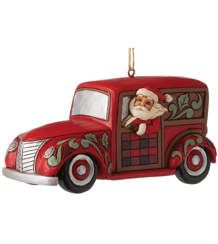JS6012874 - Highland Glen Santa in Woody Wagon Ornament