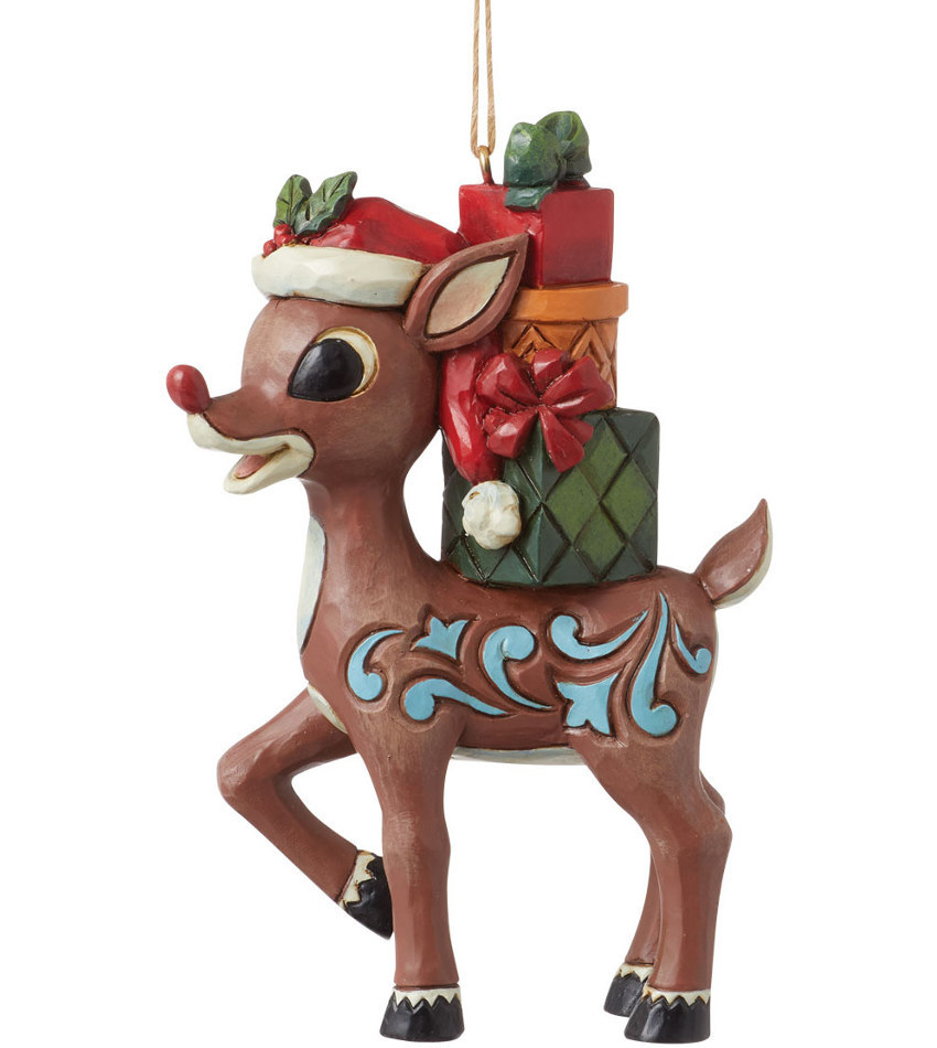 JS6015722 - Rudolph with Stacked Presents Ornament